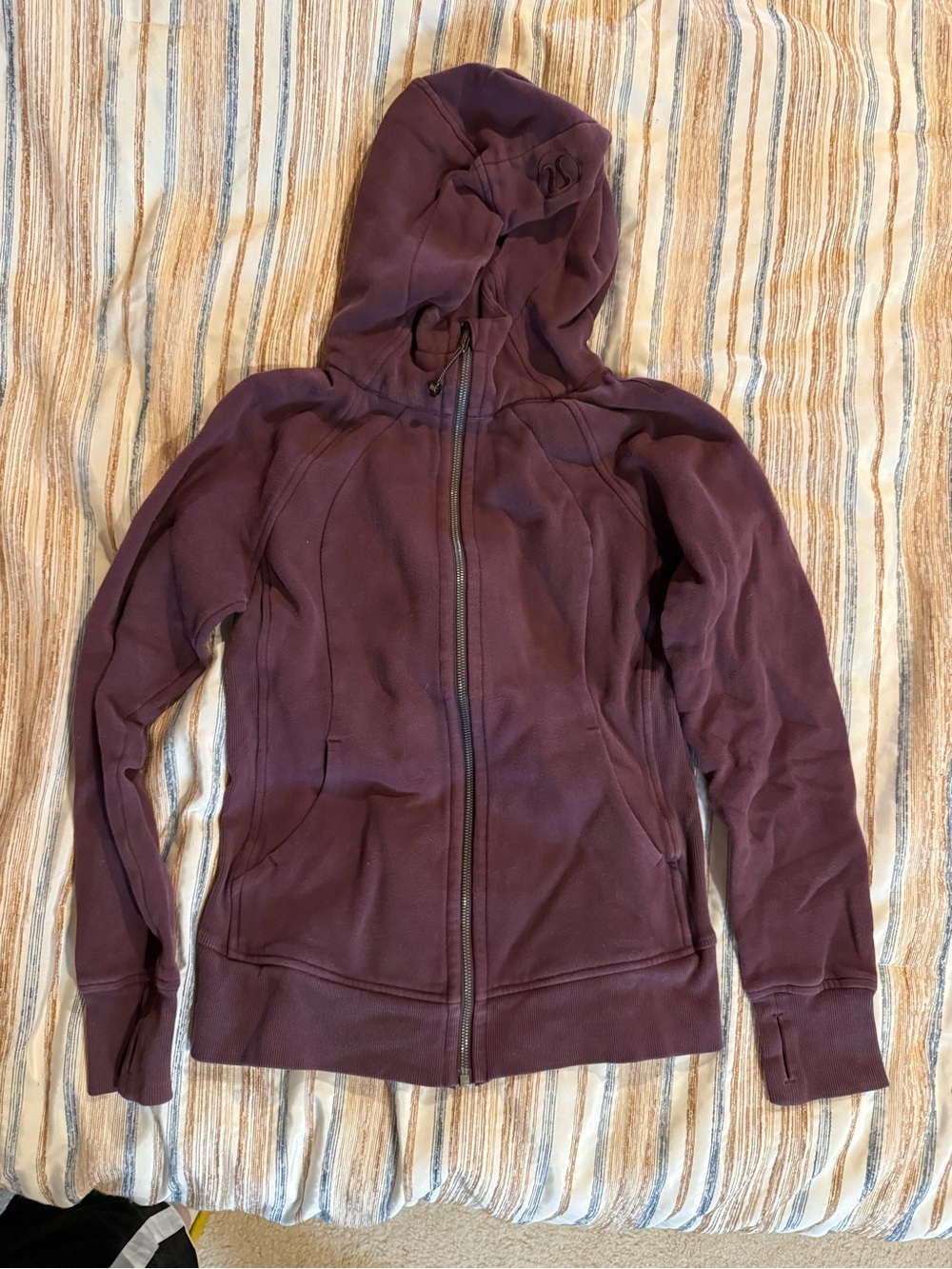Women's Zippered Hooded Jacket in Deep Plum